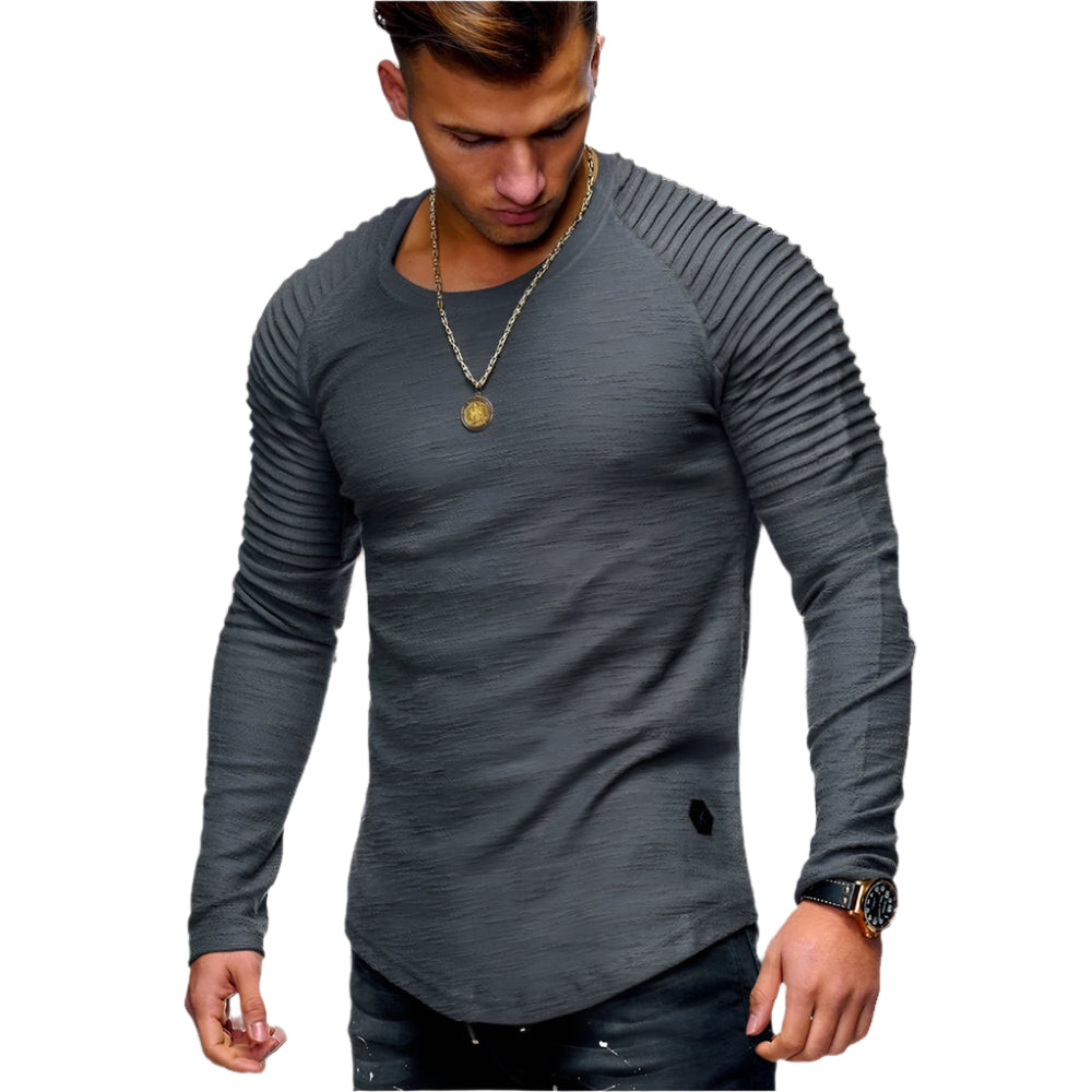 Jake - Herre plissert raglan-genser med buet kant