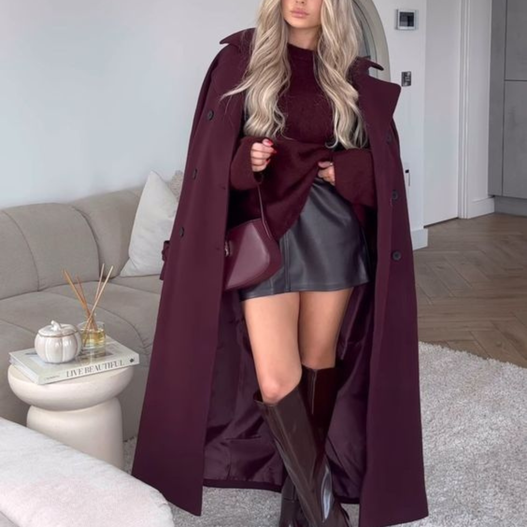 Sofia Elegant kåpe med jakkeslag og belte