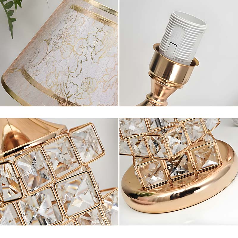 CrystGlow - Gull krystallinspirert nattbordslampe
