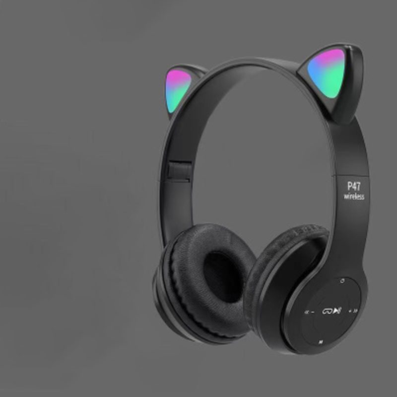 Trådløse LED-katteørehodetelefoner med Bluetooth og innebygd mikrofonkontroll