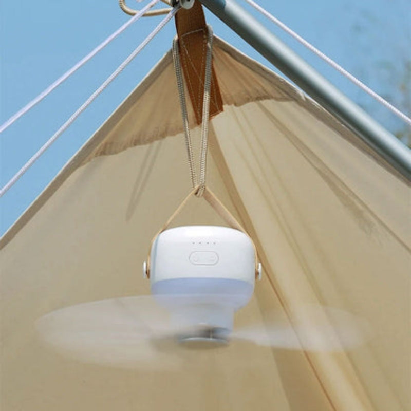 BreezeGlow – Bærbar takvifte med LED-lys og Bluetooth-høyttaler