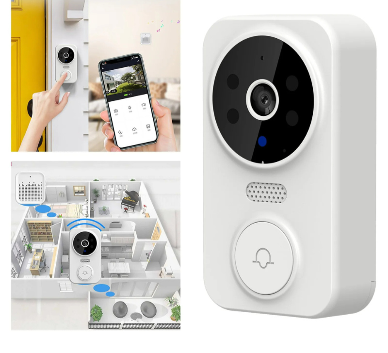 Trådløs smart dørklokke med HD-kamera og bevegelse