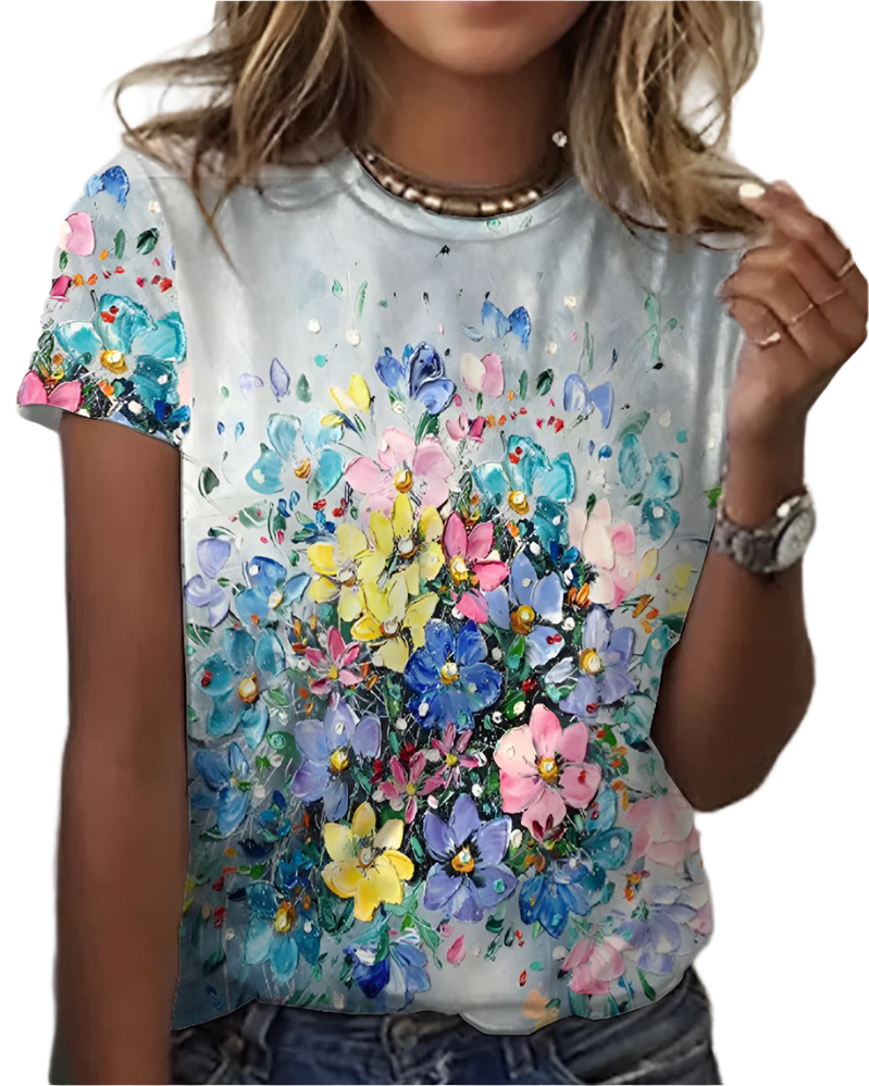 Alma - Bluse med kunstnerisk blomstertrykk