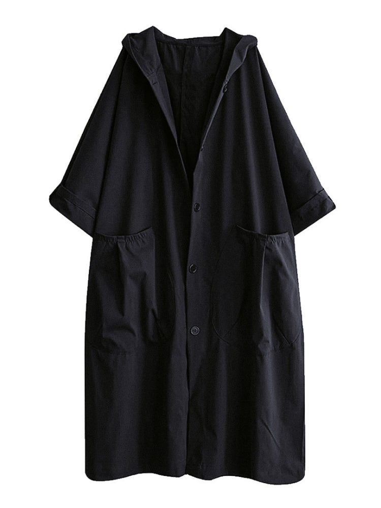 Sofie lett trenchcoat med hette og knappelukking for kvinner