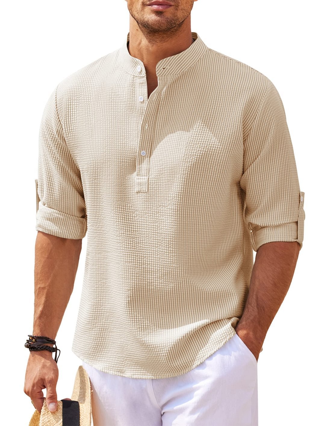 Michael - Avslappet sommerskjorte uten krage - Summer Chic