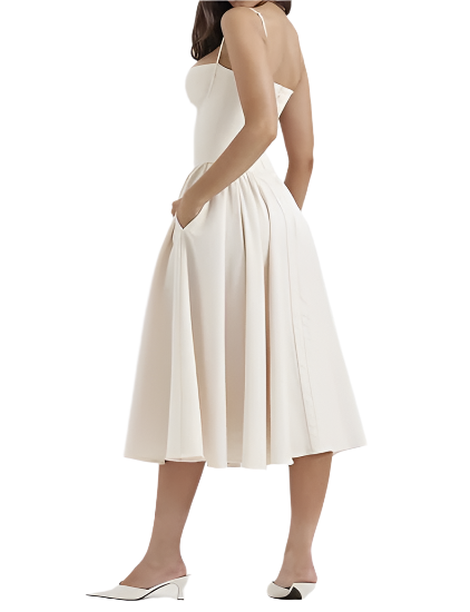 Ofelia - Vintage-inspirert blonde-midikjole med hjerteform