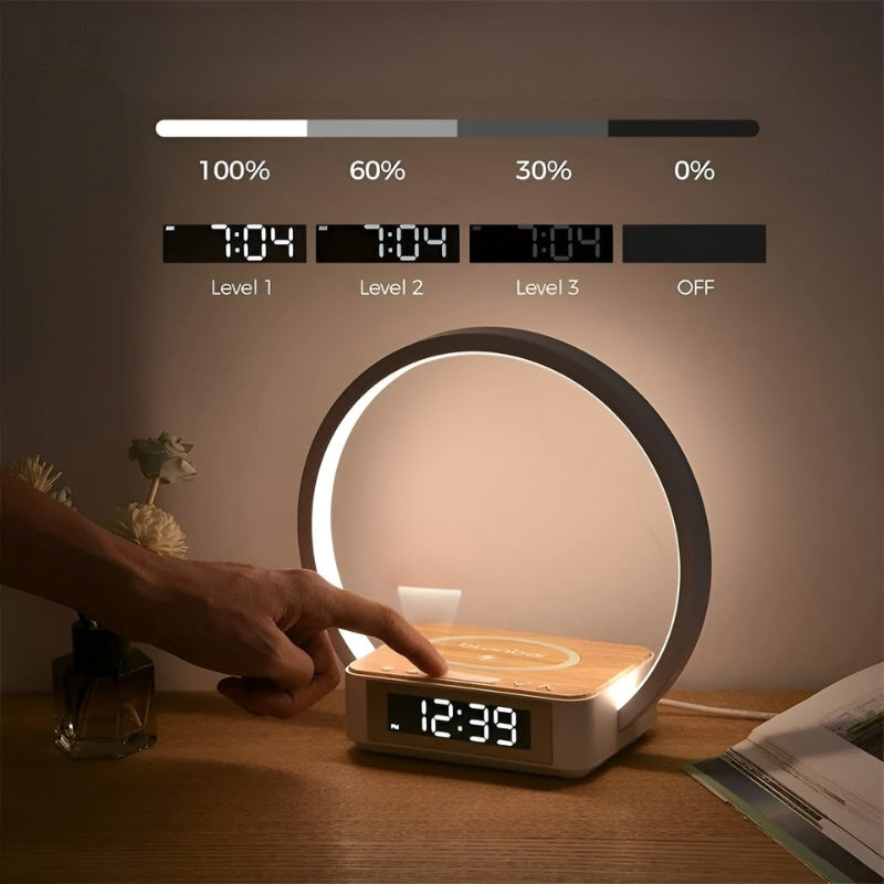 LumaDock - Smart skrivebordslampe med trådløs lading og vekkerklokke