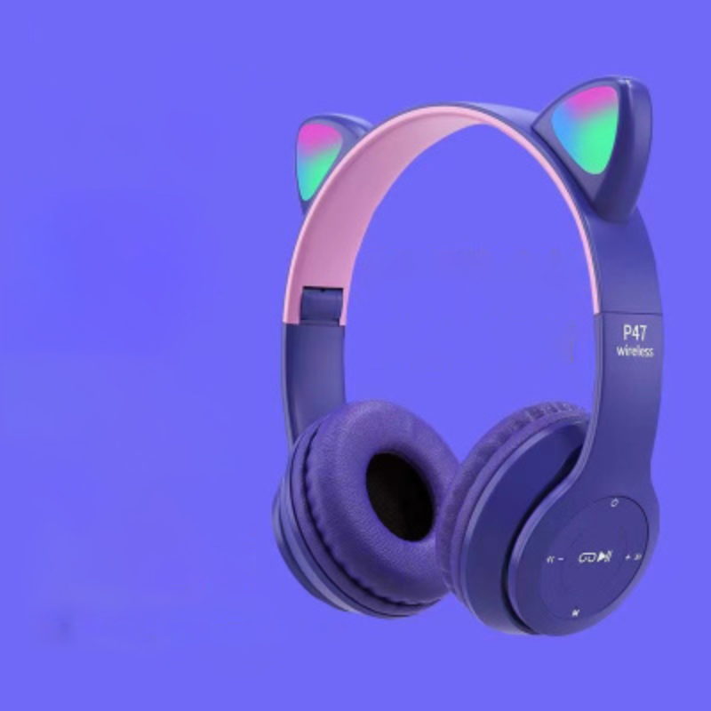 Trådløse LED-katteørehodetelefoner med Bluetooth og innebygd mikrofonkontroll