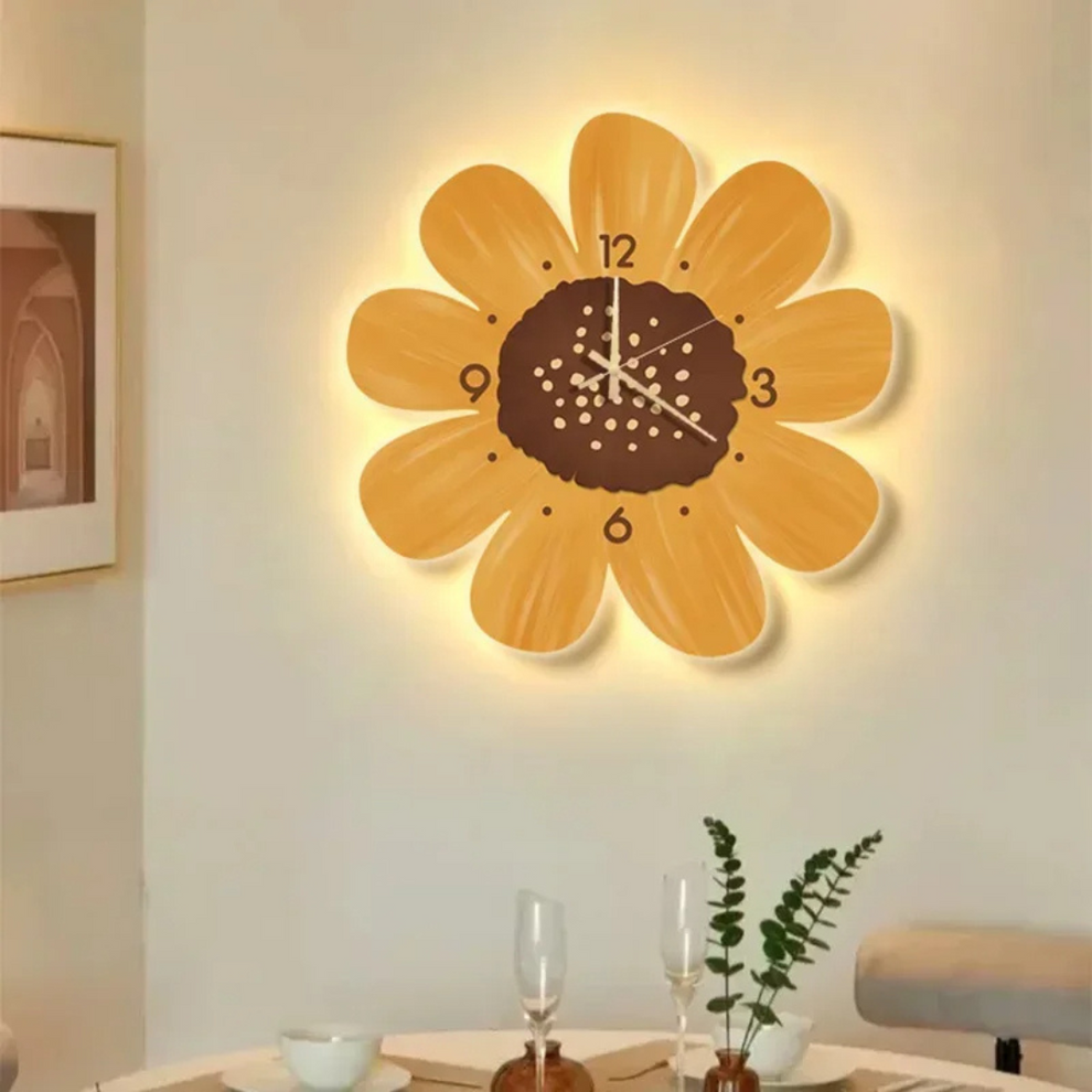BloomGlow- Veggmontert blomsterklokke med myk LED-belysning