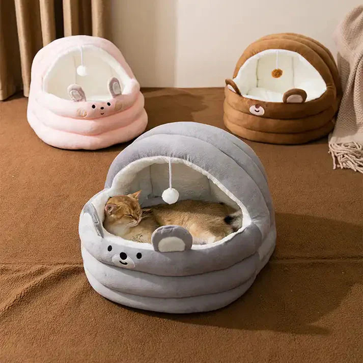 CozyCave - Dyreseng med hette for katter og små hunder