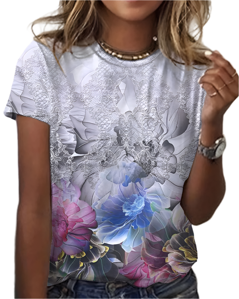 Alma - Bluse med kunstnerisk blomstertrykk