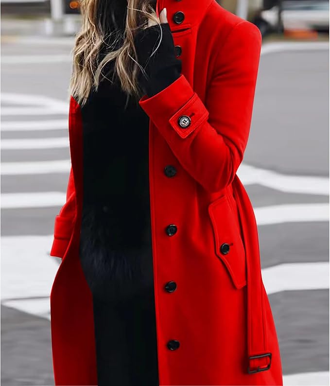 Harper - Langermet trenchcoat med knapp og belte