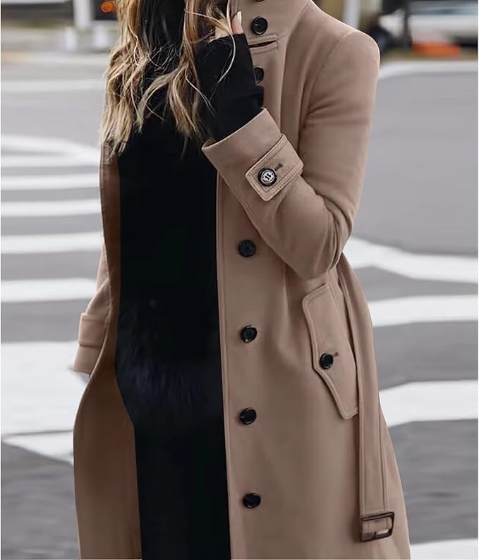 Harper - Langermet trenchcoat med knapp og belte