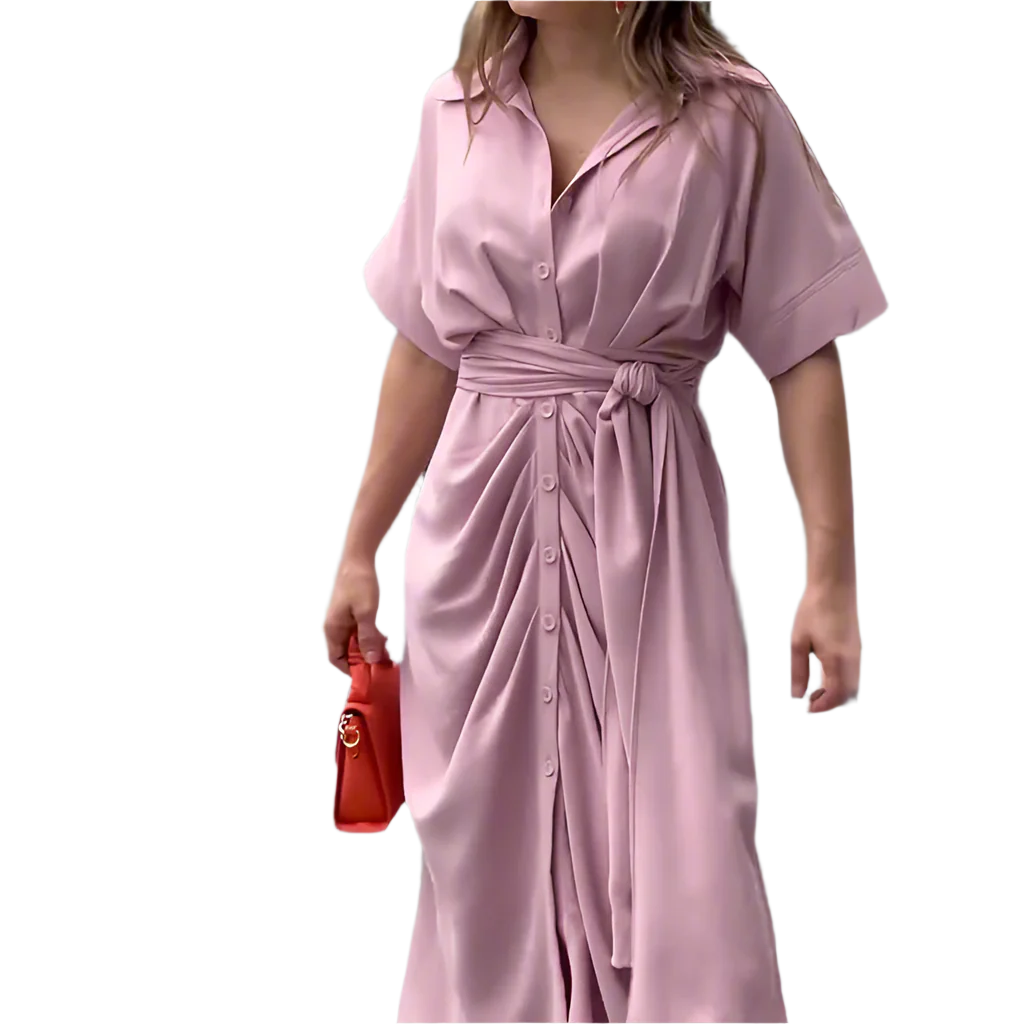 Mariella - Drapert og elegant skjortekjole med knapper