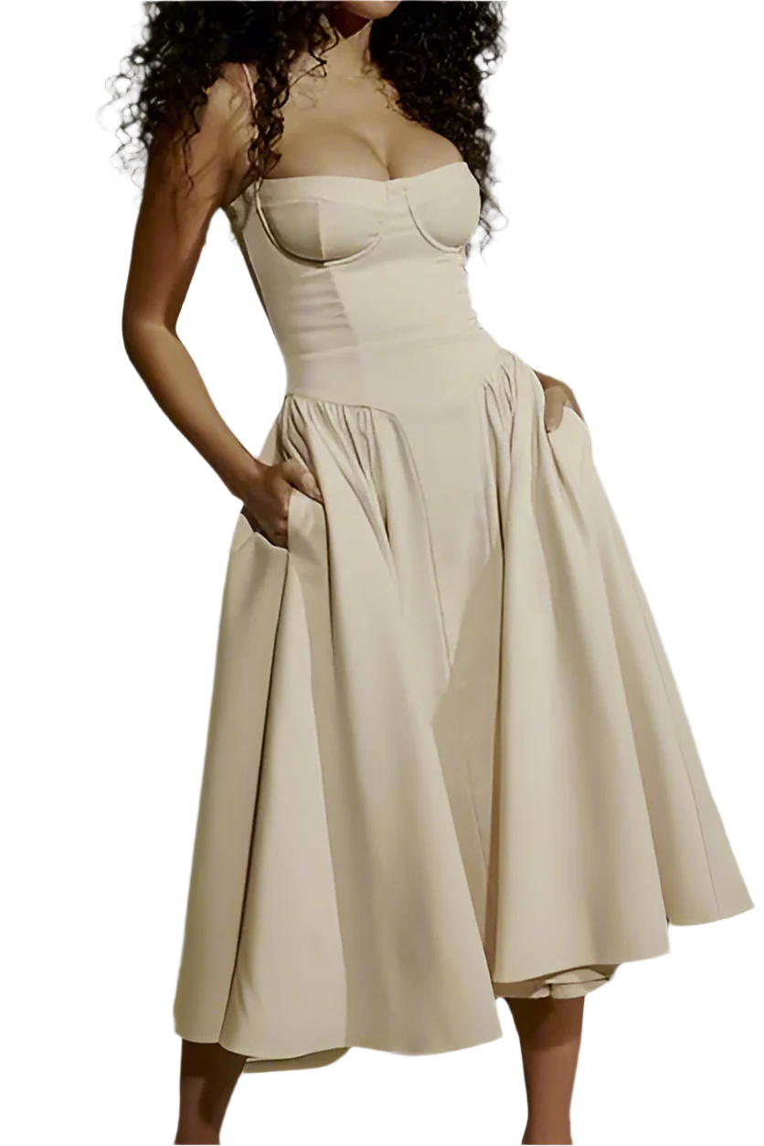 Ofelia - Vintage-inspirert blonde-midikjole med hjerteform