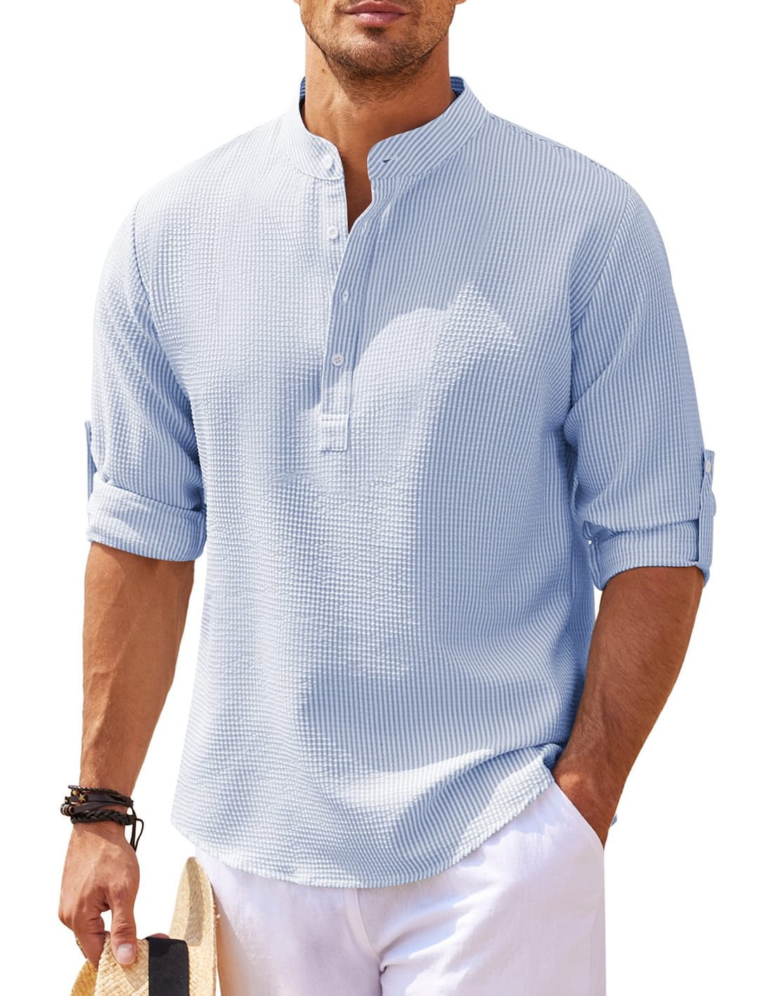 Michael - Avslappet sommerskjorte uten krage - Summer Chic