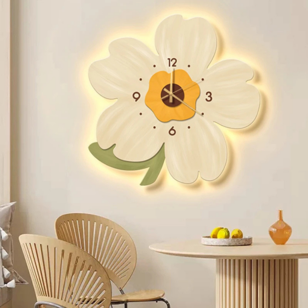 BloomGlow- Veggmontert blomsterklokke med myk LED-belysning