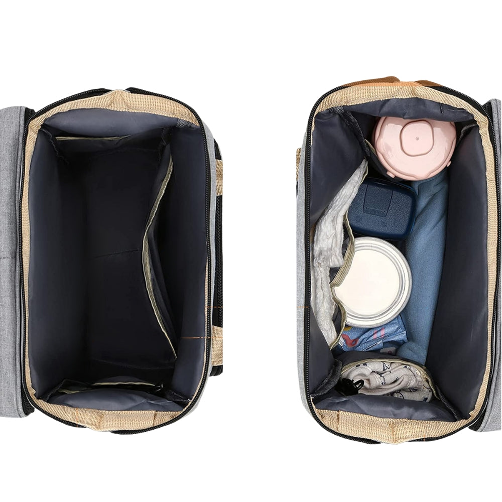 ParentPal - 3-i-1 bleieryggsekk med innebygd kurv og flaskeholder