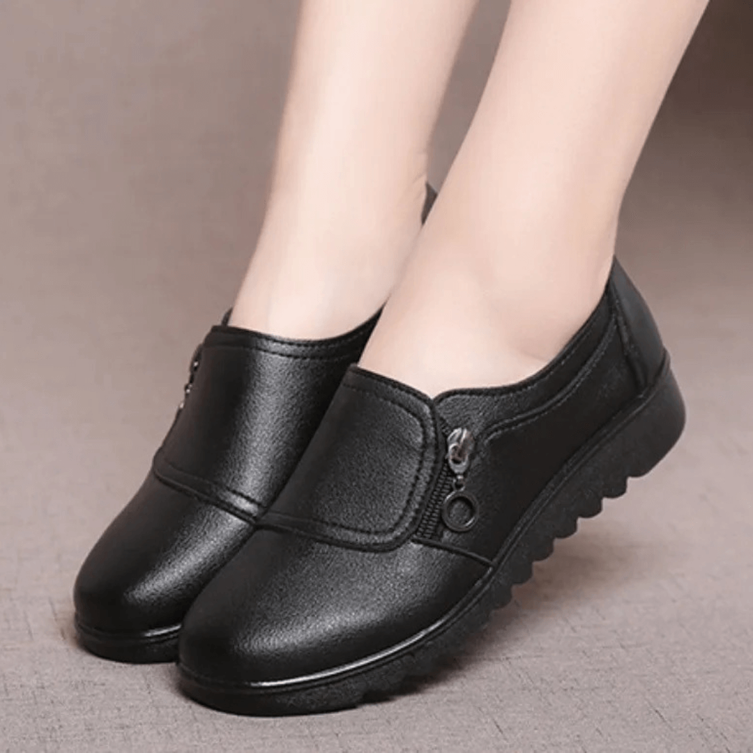 Lisa - Moderne komfort veganske kile loafers i skinn