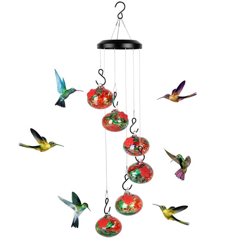 ChimeFeeder - Munnblåst glassmater for kolibri med vindklokke