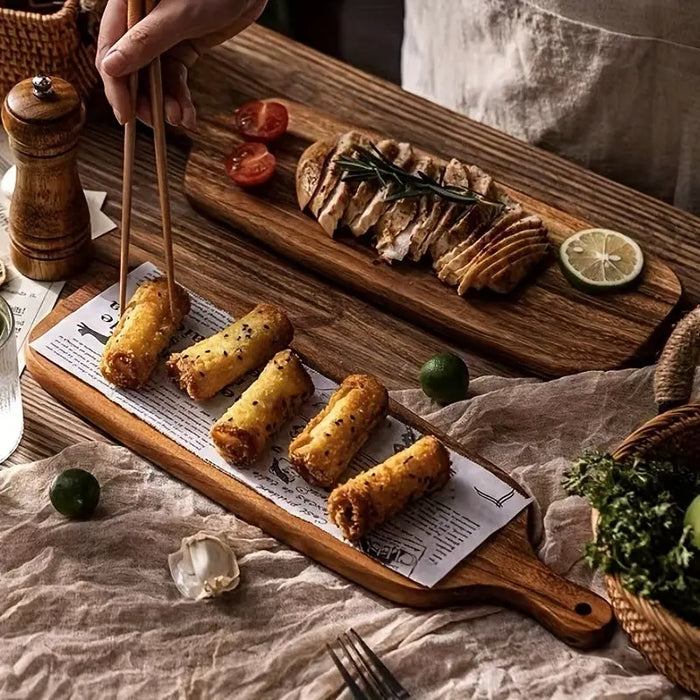 RusticChef - Skjærebrett i tre med håndtak for matlaging og servering