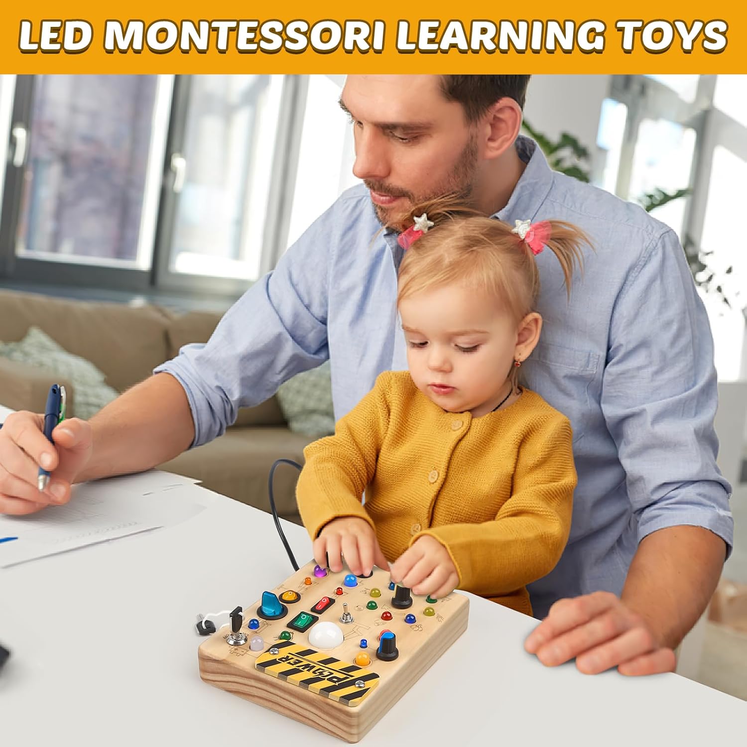 SparkQuest - Montessori-tavle for småbarn med 27 LED-lys