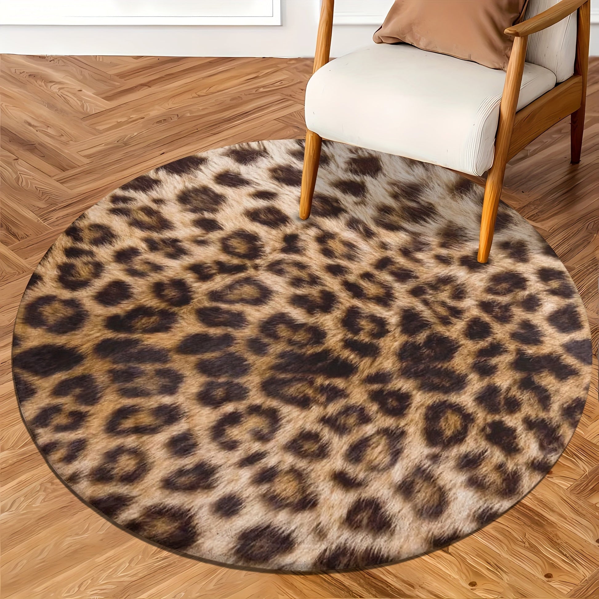 LeopardLuxe Round Rug – Vill eleganse og sklisikker komfort
