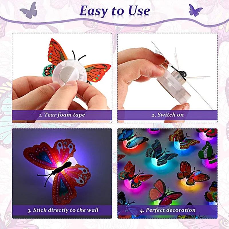 LumiWings - 3D fargerik LED sommerfugl nattlys