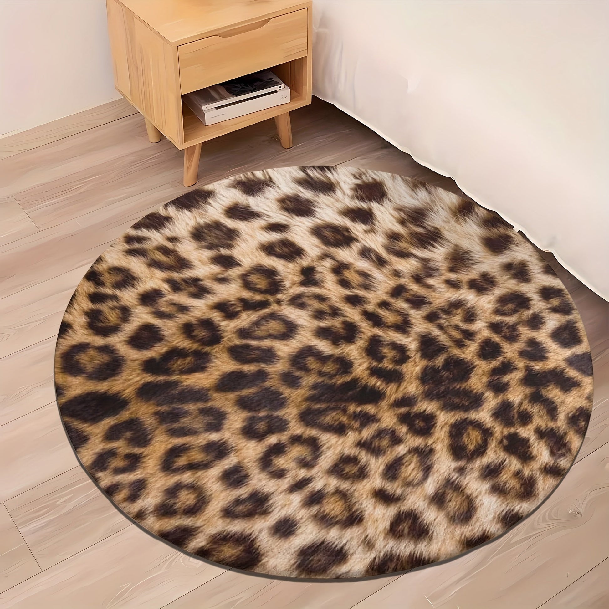 LeopardLuxe Round Rug – Vill eleganse og sklisikker komfort