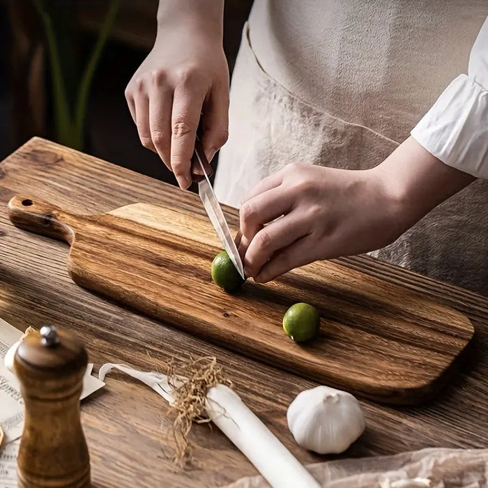 RusticChef - Skjærebrett i tre med håndtak for matlaging og servering