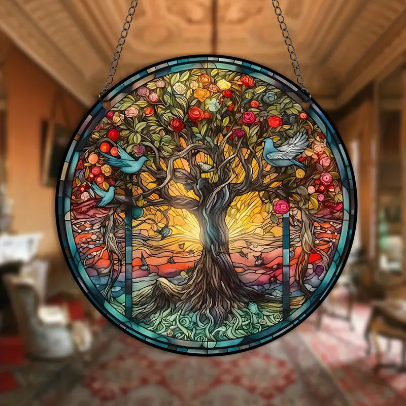 LumiTree - Kunstnerisk vindusoppheng med treinspirert design for lysrefleksjoner