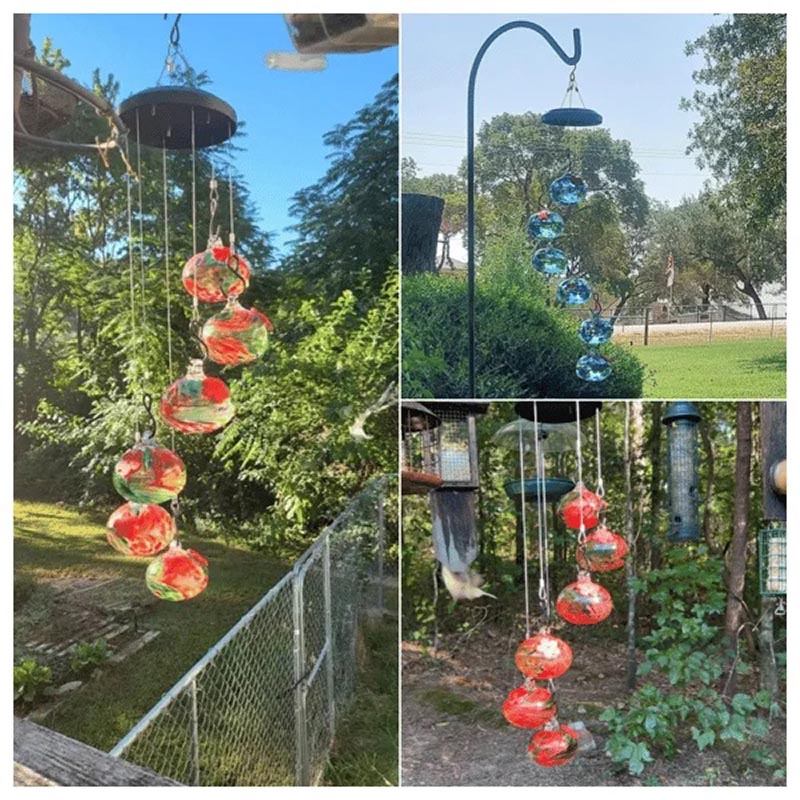 ChimeFeeder - Munnblåst glassmater for kolibri med vindklokke