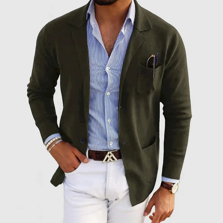 Mark cardigan genser for menn, strikket blazer