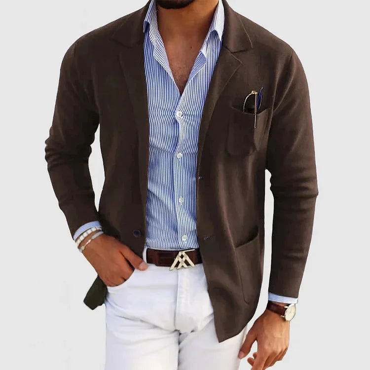 Mark cardigan genser for menn, strikket blazer