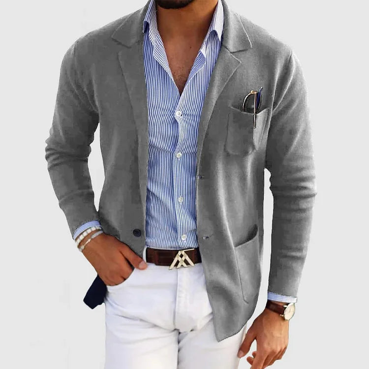 Mark cardigan genser for menn, strikket blazer