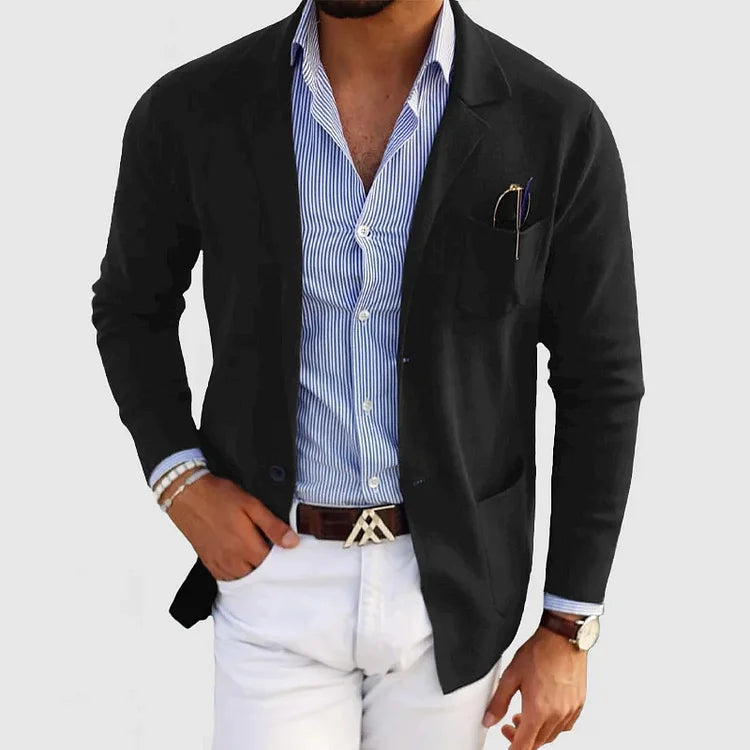 Mark cardigan genser for menn, strikket blazer