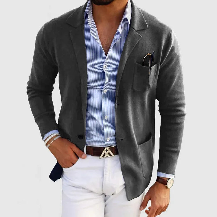 Mark cardigan genser for menn, strikket blazer