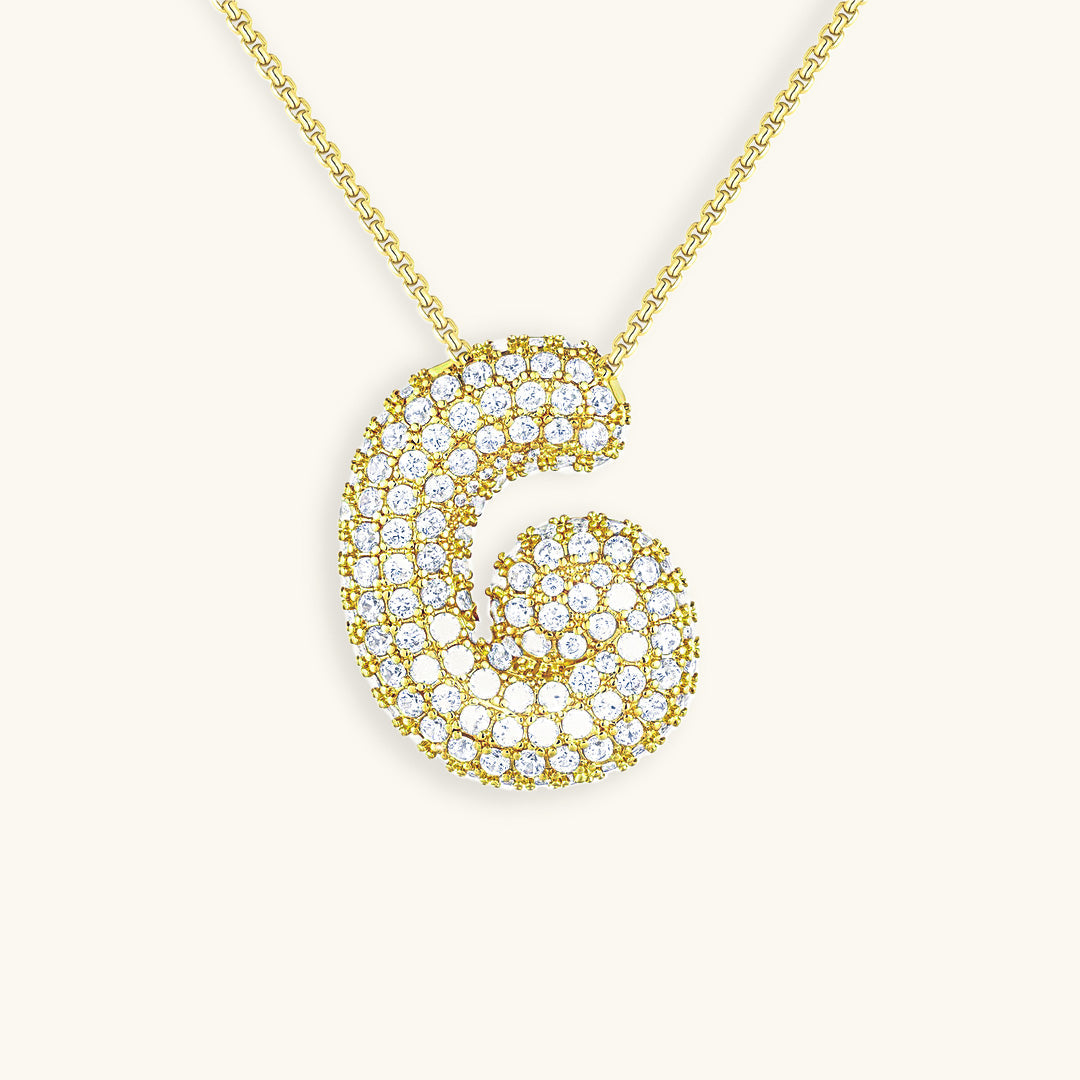 Luna Bubble Initial Halskjede med Diamantlook – Personlig gave til morsdagen