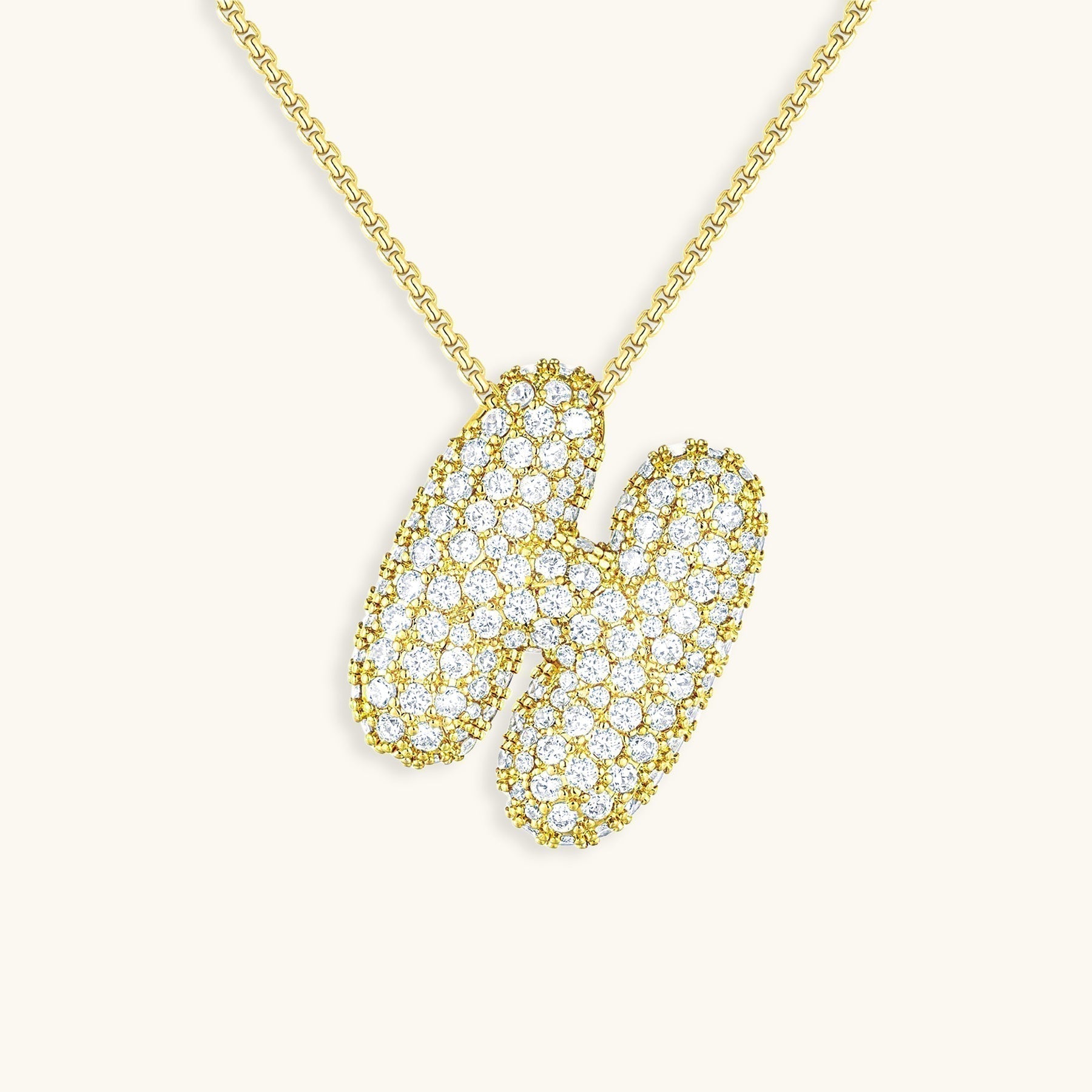 Luna Bubble Initial Halskjede med Diamantlook – Personlig gave til morsdagen