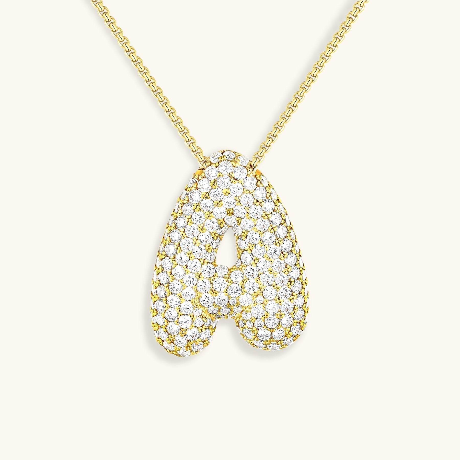 Luna Bubble Initial Halskjede med Diamantlook – Personlig gave til morsdagen
