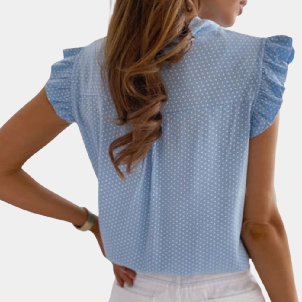 Emma - Elegant bluse med sløyfe og volangermer