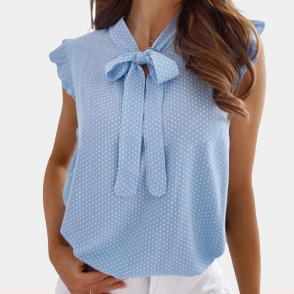 Emma - Elegant bluse med sløyfe og volangermer