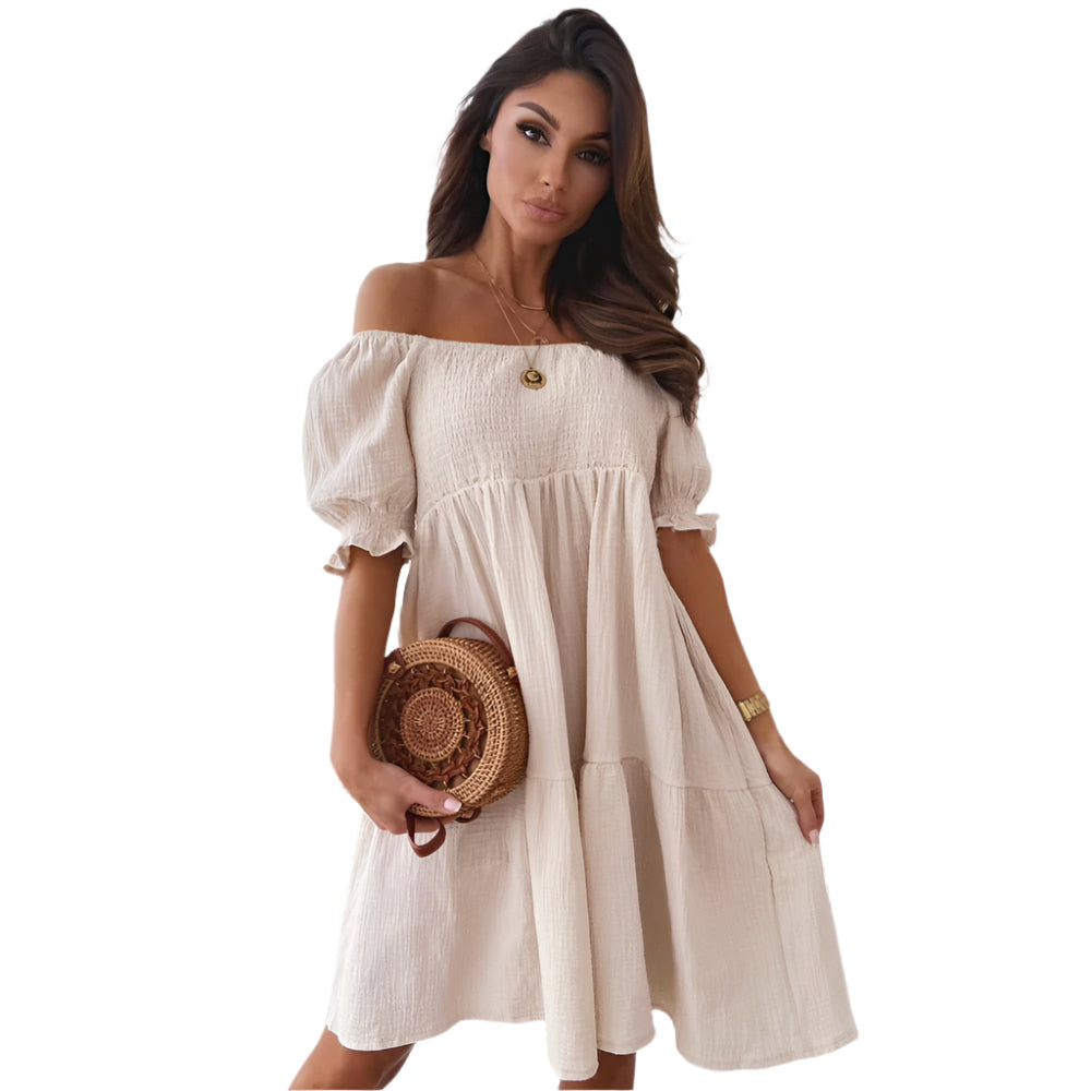 Ella sommerkjole off-the-shoulder for kvinner
