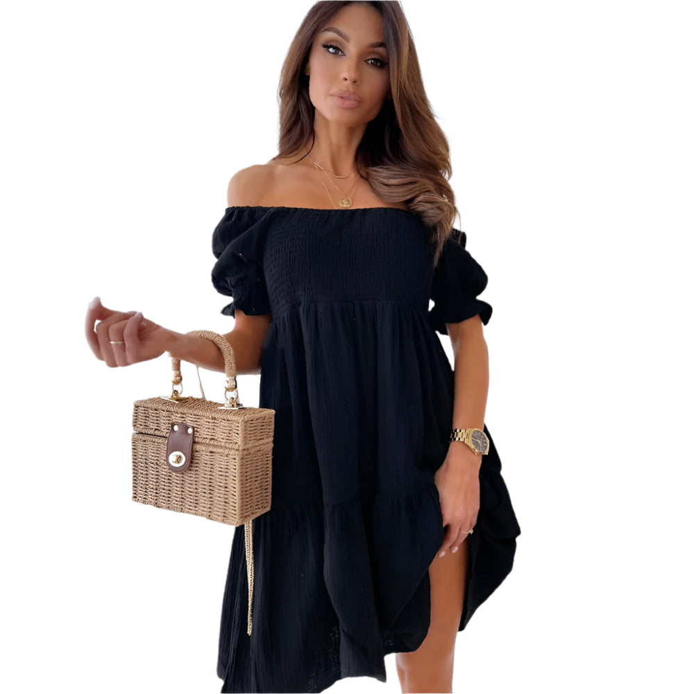 Ella sommerkjole off-the-shoulder for kvinner