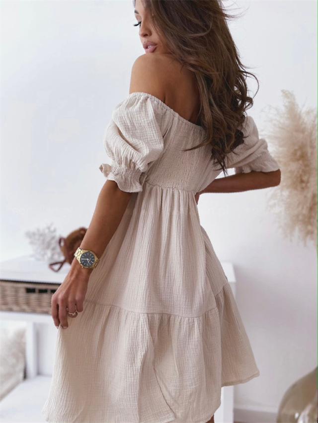 Ella sommerkjole off-the-shoulder for kvinner