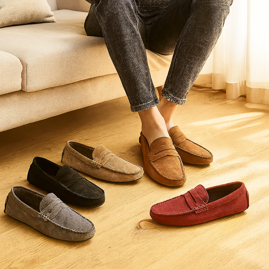 Milano herreloafers i skinn – klassiske tøfler med sklisikker såle