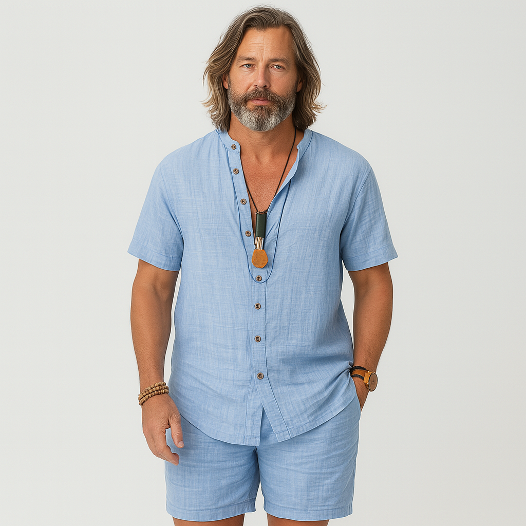 2-delt herresett – kortermet cardigan og matchende fritidsshorts