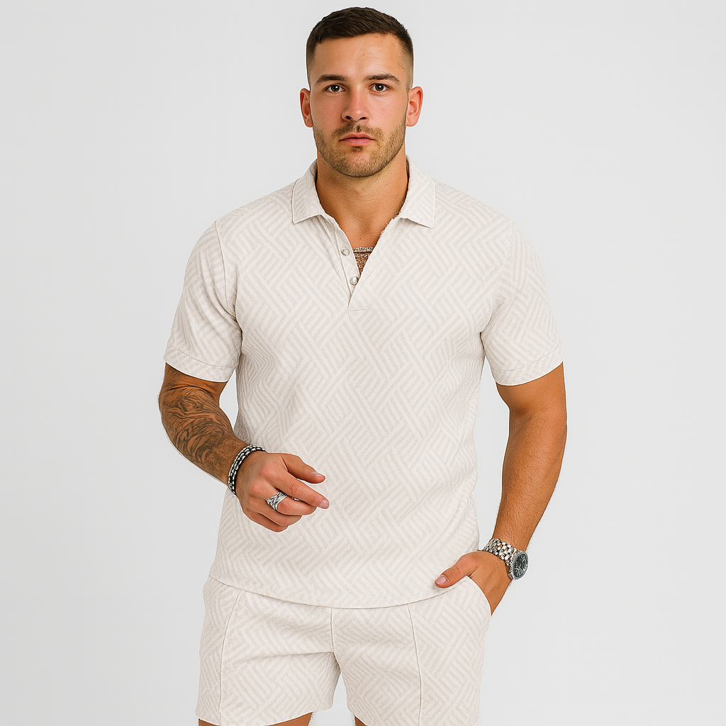 Herre sommersett for fritidsbruk – kortermet poloskjorte og matchende shorts
