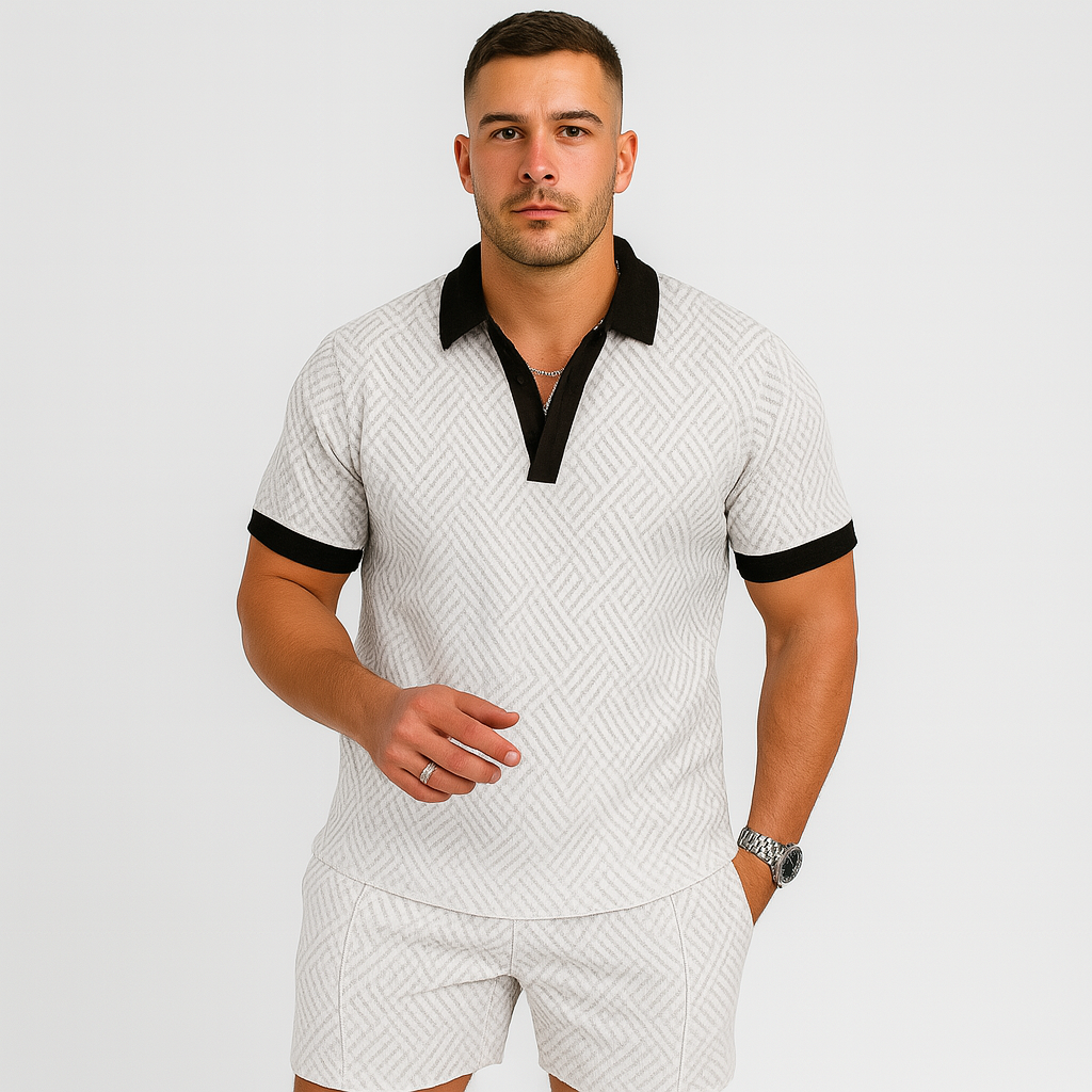 Herre sommersett for fritidsbruk – kortermet poloskjorte og matchende shorts