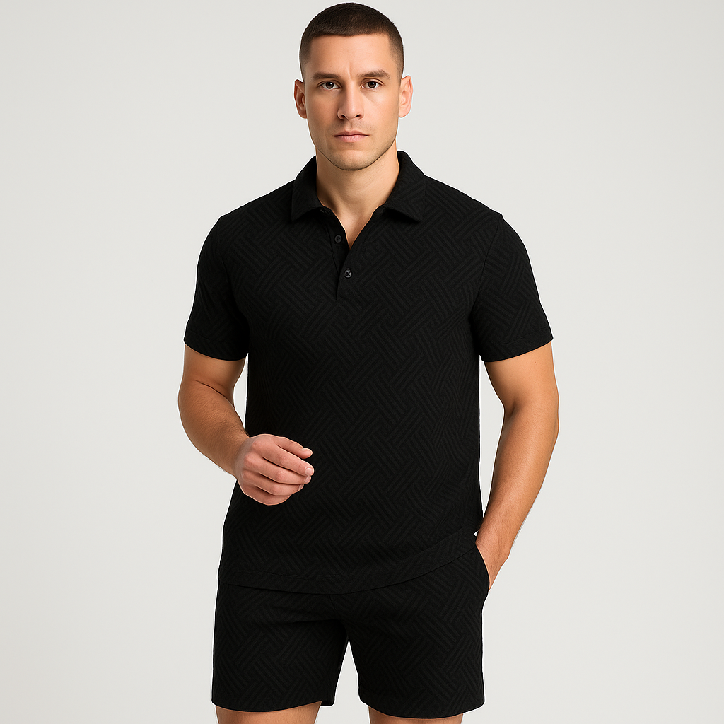 Herre sommersett for fritidsbruk – kortermet poloskjorte og matchende shorts